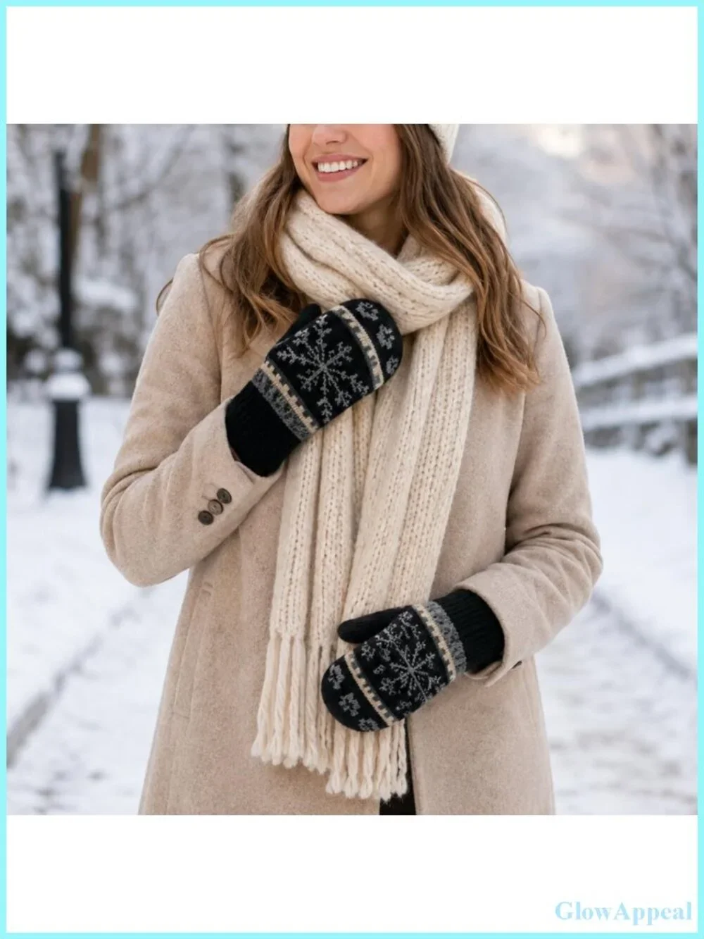 Knitted Mittens for Women Men, Warm Fleece Lined Stretchy Winter Gloves